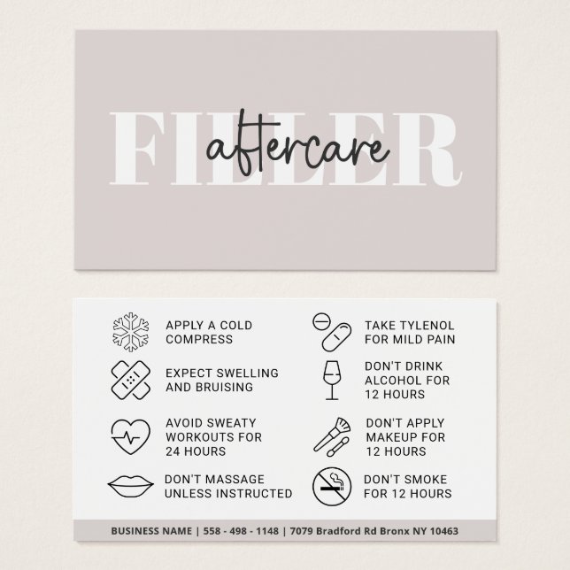 Botox Filler Injektionskarte nach der Behandlung (Vorne & Hinten)