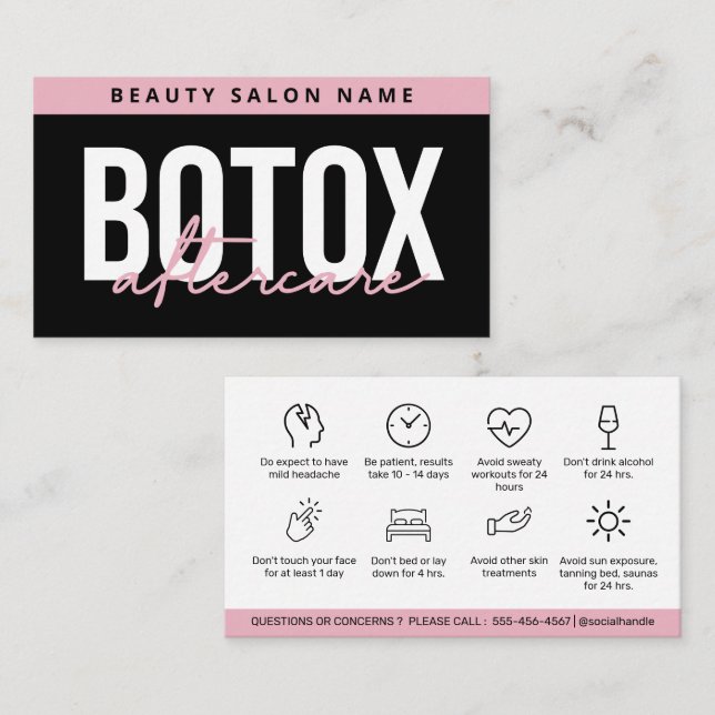 Botox Lip Filler Anleitung Bearbeitbar Aftercare B Visitenkarte (Vorne/Hinten)