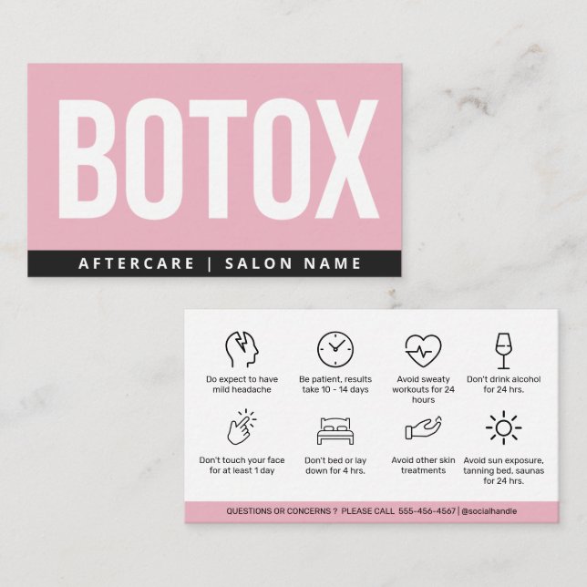 Botox Lip Filler Anleitung Bearbeitbar Aftercare Visitenkarte (Vorne/Hinten)
