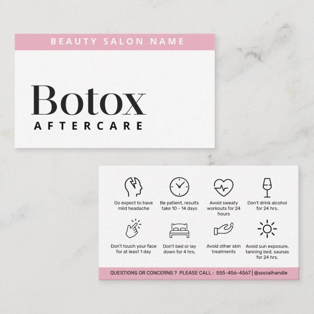 Botox Lip Filler Anleitung Bearbeitbar Aftercare Visitenkarte (Vorne/Hinten)