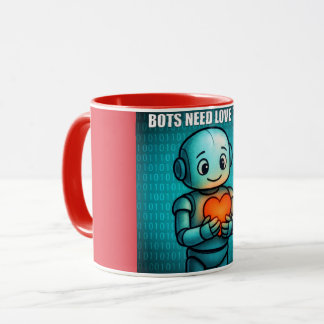Bots brauchen auch Liebe - Rotes Kombi Tasse