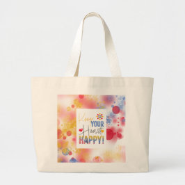 Botschaft - behalt dein Herz glücklich Jumbo Stoffbeutel