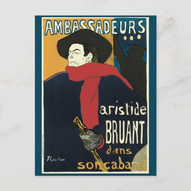 Botschafter, Artistide Bruant von Toulouse Lautrec Postkarte (Vorderseite)