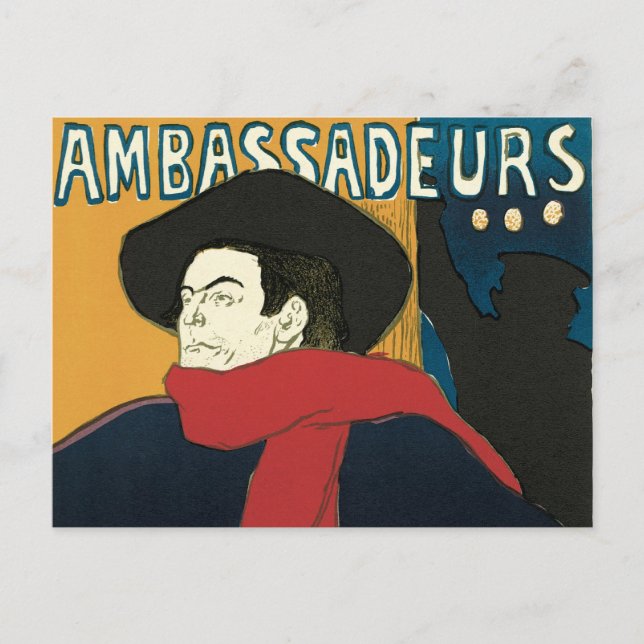 Botschafter, Artistide Bruant von Toulouse Lautrec Postkarte (Vorderseite)
