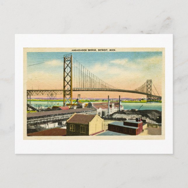 Botschafter Bridge Detroit, Michigan Vintag Postkarte (Vorderseite)