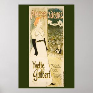 Botschafter Yvette Guilbert von Theophile Steinlen Poster