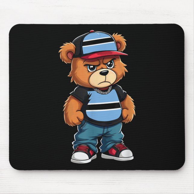 Botsuana Flag Teddy Bear Botswana Hip Hop Mousepad (Vorne)