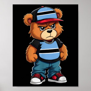 Botsuana Flag Teddy Bear Botswana Hip Hop Poster