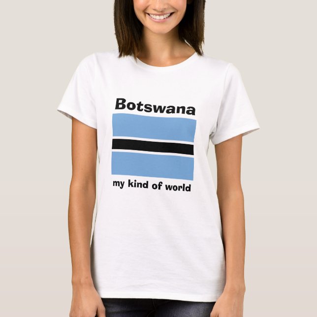 Botsuana-Flagge + Karte + Text-T - Shirt (Vorderseite)