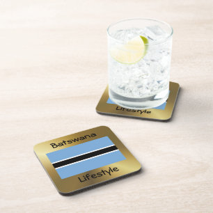 Botsuana-Flagge+Text-Untersetzer Getränkeuntersetzer