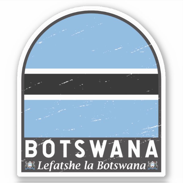 Botsuana-Flaggenemblem gestört Vintag Aufkleber (Vorderseite)