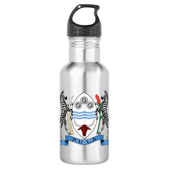 Botsuana-Wappen Edelstahlflasche (Vorderseite)