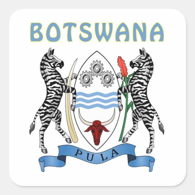 Botsuana-Wappen Quadratischer Aufkleber (Vorderseite)