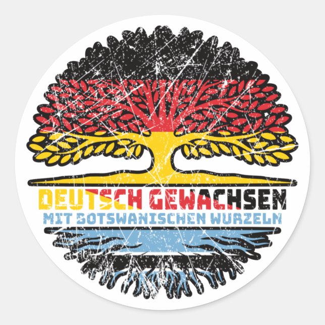 Botswana Botswanisch Deutsch Deutschland Baum Runder Aufkleber (Vorderseite)