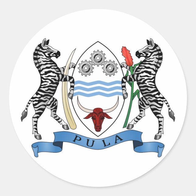 Botswana Coat of Arms Classic Round Sticker (Vorderseite)
