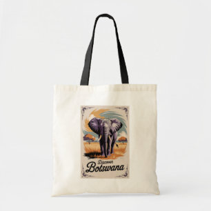 Botswana Elefant Illustration Reise Kunst Vintage Tragetasche