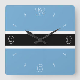 Botswana Flag Blue Schwarz-weiß Numbers Patriotic Quadratische Wanduhr