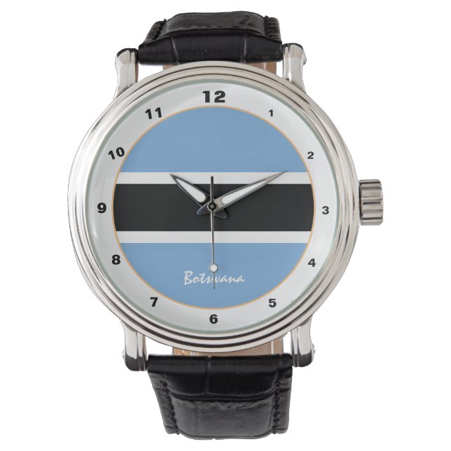 Botswana Flag & Botswana trendige Mode /Design Armbanduhr (Vorderseite)