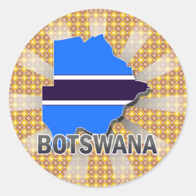 Botswana Flag Karte 2.0 Runder Aufkleber (Vorderseite)