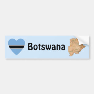 Botswana-Flagge Herz + Karte Aufkleber Autoaufkleber