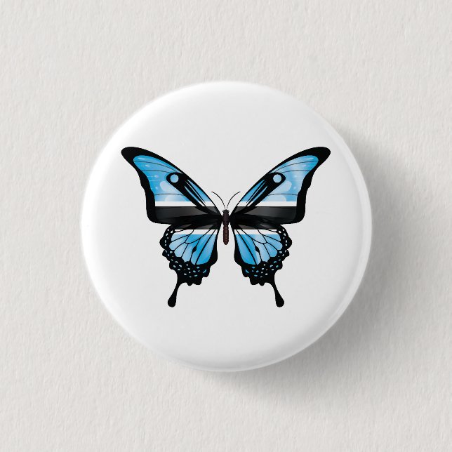 Botswana Frack Butterfly Flag Sticker Button (Vorderseite)