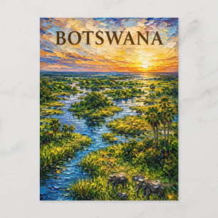 Botswana: Golden Sunset Okavango Delta Souvenir Postkarte
