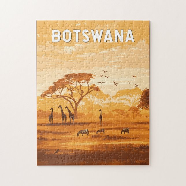 Botswana Illustration Reisen Vintag (Vertikal)