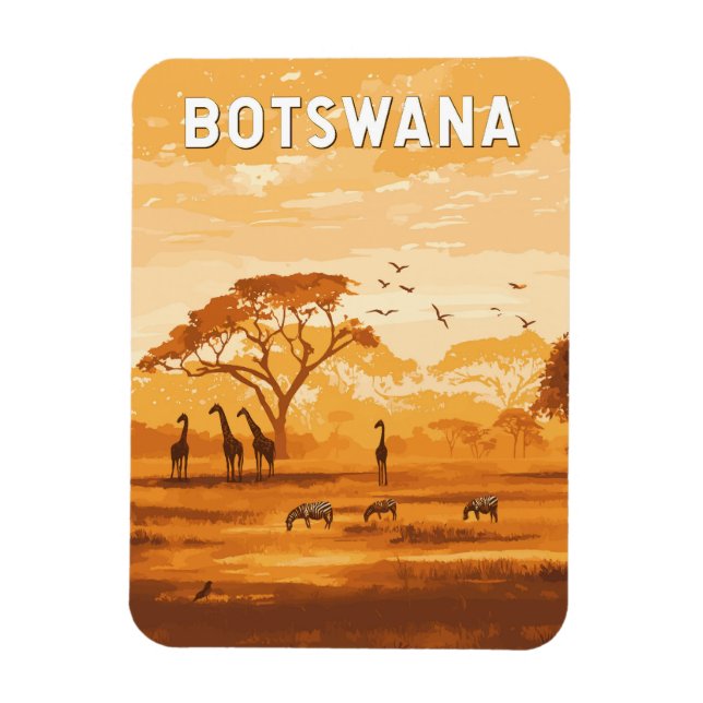 Botswana Illustration Reisen Vintag Magnet (Vertikal)