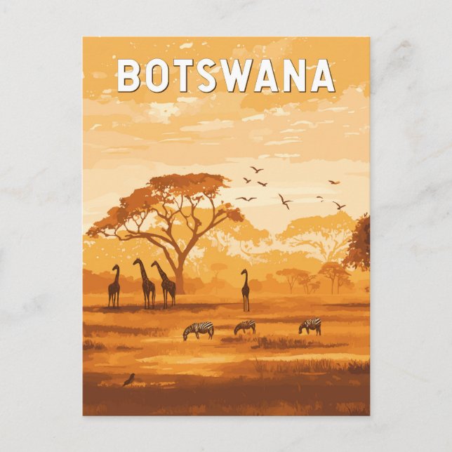 Botswana Illustration Reisen Vintag Postkarte (Vorderseite)