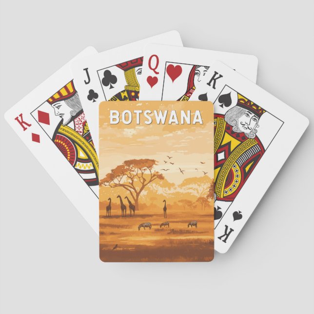 Botswana Illustration Reisen Vintag Spielkarten (Rückseite)