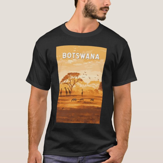 Botswana Illustration Reisen Vintag T-Shirt (Vorderseite)