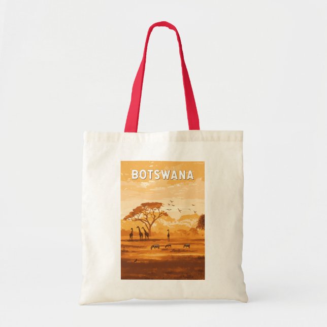Botswana Illustration Reisen Vintag Tragetasche (Vorne)