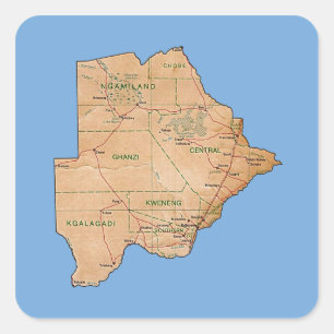 Botswana-Karten-Aufkleber Quadratischer Aufkleber