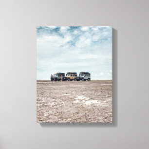 Botswana Makgadikgadi Salt Pans Auto 4x4 Autos Leinwanddruck