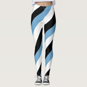 Botswana National Flag Colors Diagonal Striped Leggings