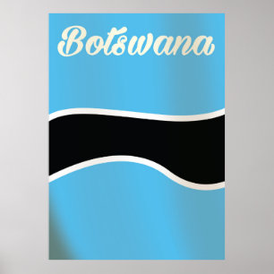 Botswana National Flag Vintages Reiseplakat Poster