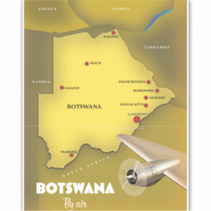 Botswana Vintages Reiseplakat. Aufkleber