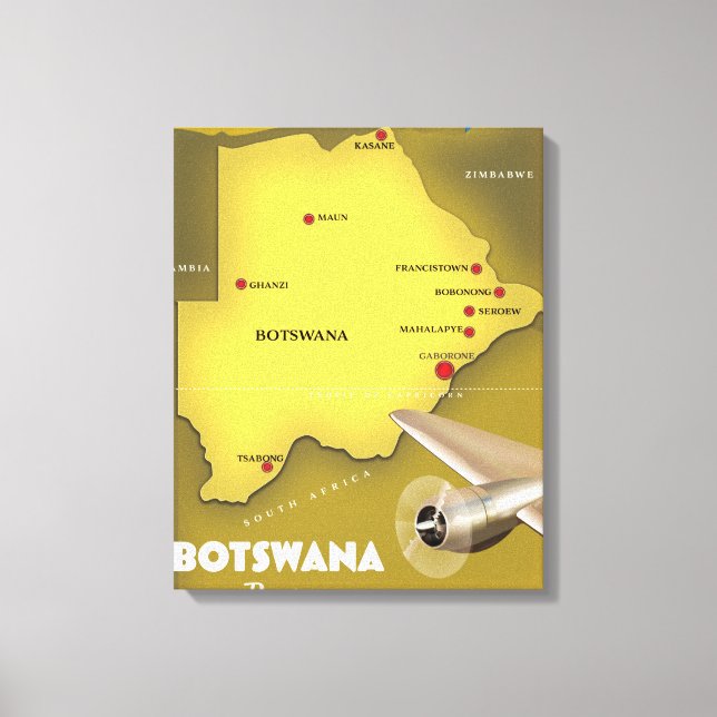 Botswana Vintages Reiseplakat. Leinwanddruck (Vorderseite)