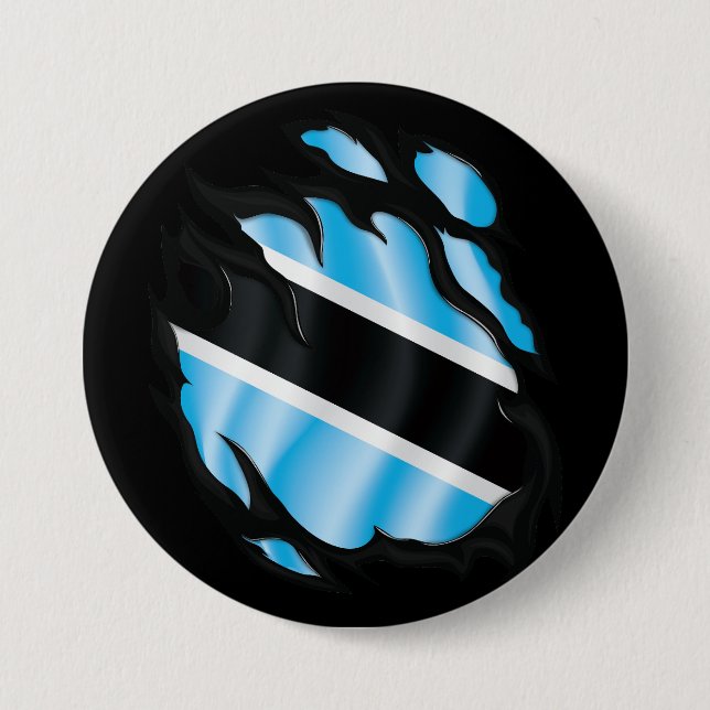 Botswana Zerrissene Flagge Button (Vorderseite)