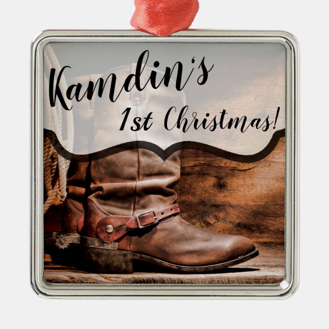 Botte de cow-boy personnalisées XMAS Ornement Bott (Devant)
