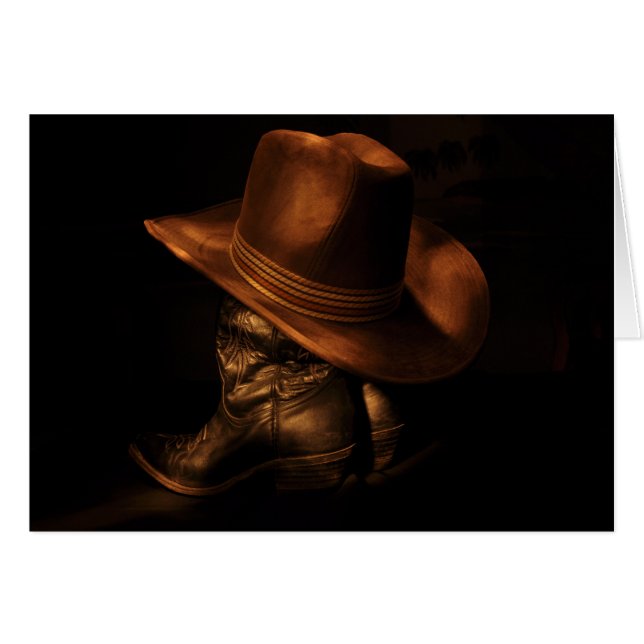 Bottes Cowboy et carte Western Casquette en bronze (Devant horizontal)