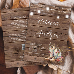Bottes de cowboy boho Invitation de mariage wester