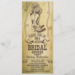 bottes de cowboy de l'ouest invitations à la douch