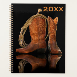 Bottes de cowboy et planificateur de corde