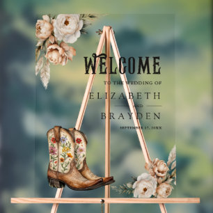 Bottes de cowboy occidentales Fleurs Mariage Bienv