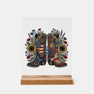 Bottes de cowboy patriotiques Chemise florale au t
