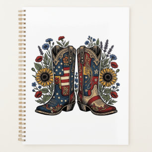 Bottes de cowboy patriotiques Chemise florale de t