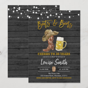 Bottes et bières Adultes Invitation d'anniversaire