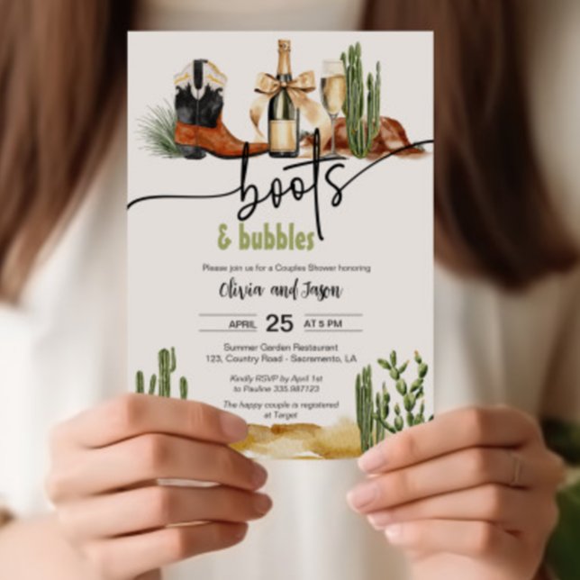 Bottes et bulles Couples Carte d'invitation douche (Créateur téléchargé)