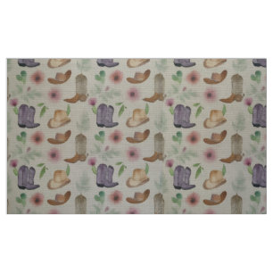 Bottes et chapeaux de cowboy à l'aquarelle tissu w